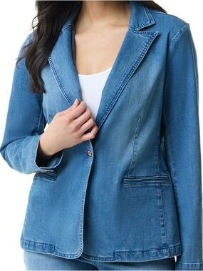 Gloria Vanderbilt Light Blue Denim Blazer Jacket